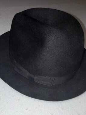Vintage Biltmore Eleganza Black Fur Felt Dress Hat Size 7 3/8 Made in Canada